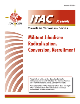 Militant Jihadism: Radicalization, Conversion, Recruitment