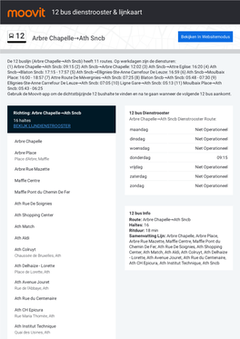 12 Bus Dienstrooster & Lijnroutekaart