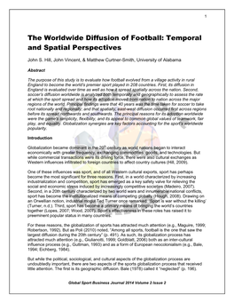 The Worldwide Diffusion of Football: Temporal and Spatial Perspectives