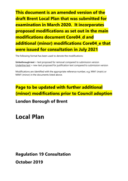 Local Plan That Was Submitted for Examination in March 2020