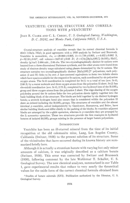 Veatchite: Crystal Structure and Correla- Tions with 2-Veatchitei