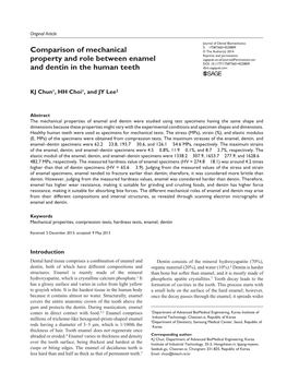 Comparison of Mechanical Property and Role Between Enamel And