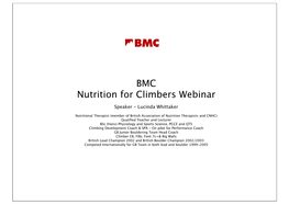 BMC Webinar Nutrition for Climbers