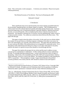 The Political Economy of Tax Reform: the Case for Retaining the AMT