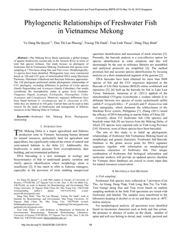 Phylogenetic Relationships of Freshwater Fish in Vietnamese Mekong