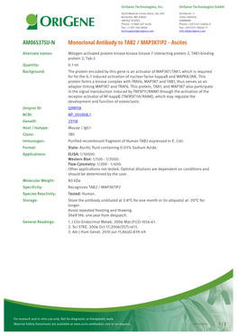 Monoclonal Antibody to TAB2 / MAP3K7IP2 - Ascites