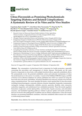 Citrus Flavonoids As Promising Phytochemicals Targeting Diabetes and Related Complications: a Systematic Review of in Vitro and in Vivo Studies