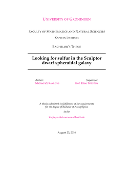 Looking for Sulfur in the Sculptor Dwarf Spheroidal Galaxy