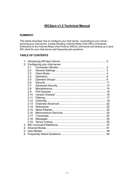 Ircxpro V1.2 Technical Manual