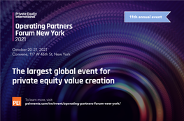 The Largest Global Event for Private Equity Value Creation