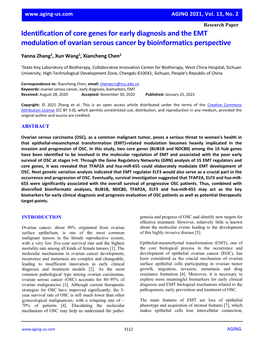 Identification of Core Genes for Early Diagnosis and the EMT Modulation of Ovarian Serous Cancer by Bioinformatics Perspective