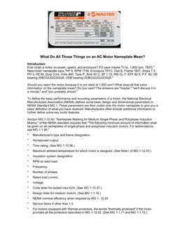 What Do All Those Things on an AC Motor Nameplate Mean?