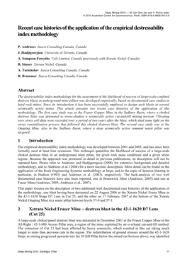 Recent Case Histories of the Application of the Empirical Destressability Index Methodology