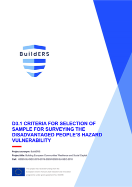 D3.1 Criteria for Selection of Sample for Surveying the Disadvantaged People's Hazard Vulnerability