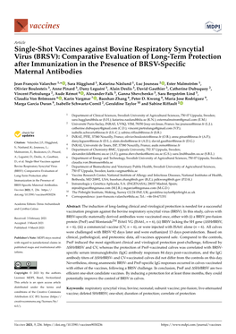 Single-Shot Vaccines Against Bovine Respiratory Syncytial Virus