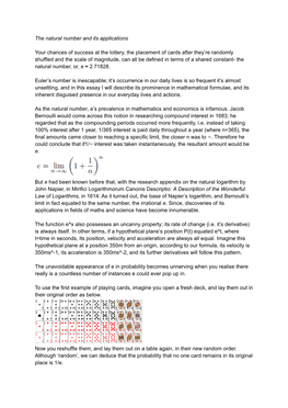 The Natural Number and Its Applications