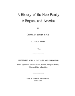 A History of the Hole Family in England and America