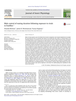 Male Control of Mating Duration Following Exposure to Rivals in Fruitflies