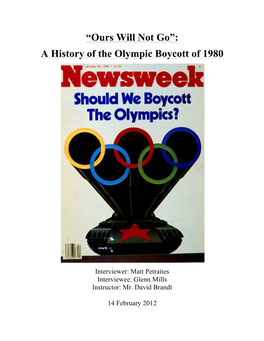 A History of the Olympic Boycott of 1980