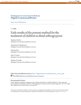 Early Results of the Ponseti Method for the Treatment of Clubfoot in Distal Arthrogryposis Stephanie Boehm Washington University School of Medicine in St