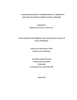 Faith-Based Charity and Professional Ambition in the Life of Charles Gordon O’Neill (1828-1900)