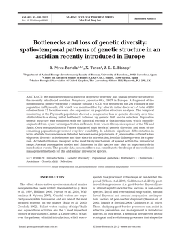 Bottlenecks and Loss of Genetic Diversity: Spatio-Temporal Patterns of Genetic Structure in an Ascidian Recently Introduced in Europe