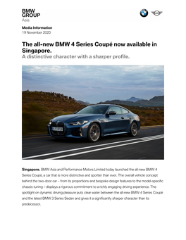 The All-New BMW 4 Series Coupé Now Available in Singapore