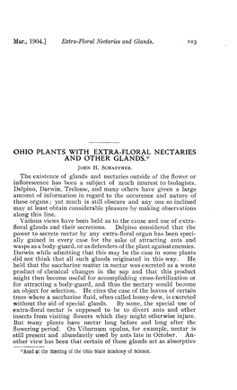 Ohio Plants with Extra-Floral Nectaries and Other Glands