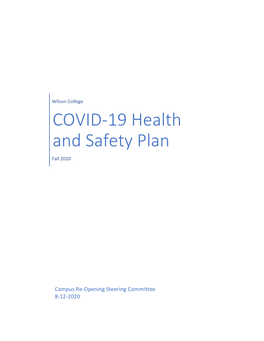 Wilson College COVID-19 Health and Safety Plan