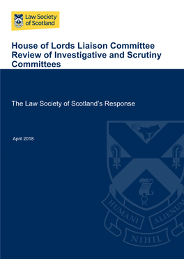 House of Lords Liaison Committee Review of Investigative and Scrutiny Committees