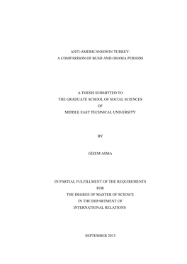 Anti-Americanism in Turkey: a Comparison of Bush and Obama Periods