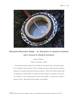 Resonator-Resonator Banjo – an Adventure in Amateur Lutherie and a Lesson in Musical Acoustics