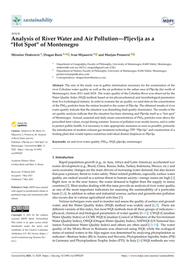 Analysis of River Water and Air Pollution—Pljevlja As a “Hot Spot” of Montenegro