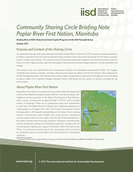 Community Sharing Circle Briefing Note: Poplar River First Nation