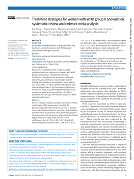 Treatment Strategies for Women with WHO Group II Anovulation: BMJ: First Published As 10.1136/Bmj.J138 on 31 January 2017