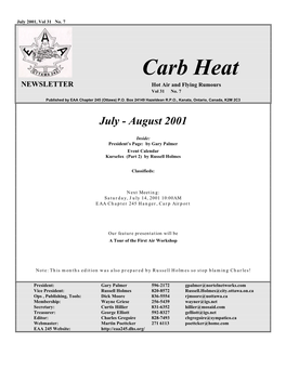 Carb Heat NEWSLETTER Hot Air and Flying Rumours Vol 31 No