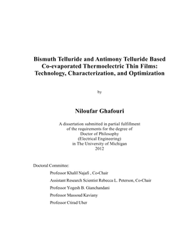 Bismuth Telluride and Antimony Telluride Based Co-Evaporated Thermoelectric Thin Films: Technology, Characterization, and Optimization