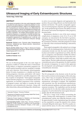 Ultrasound Imaging of Early Extraembryonic Structures 1Sándor Nagy, 2Zoltán Papp