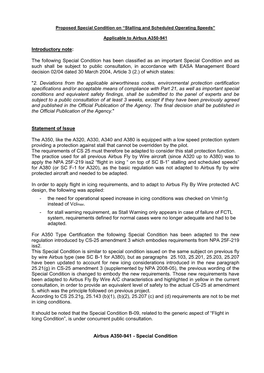 “Stalling and Scheduled Operating Speeds” Applicable to Airbus A350