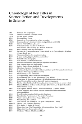 Chronology of Key Titles in Science Fiction and Developments in Science