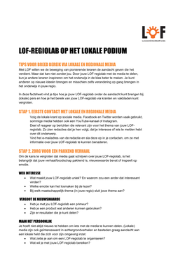 Lof-Regiolab Op Het Lokale Podium