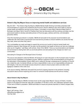Statement from Ontario's Big City Mayors