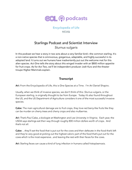 Starlings Podcast.Pages