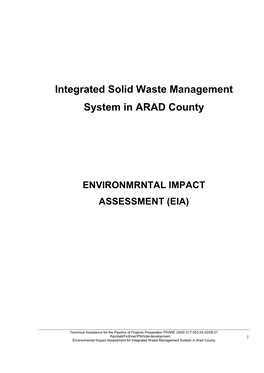 NTS of Environmental Impact Assessment for ARAD County (EIA)