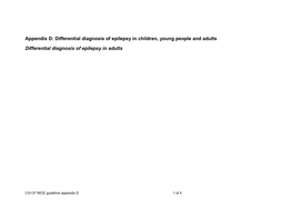 Appendix D: Differential Diagnosis of Epilepsy in Children, Young People and Adults