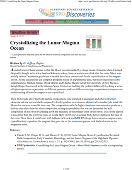 PSRD: Crystallizing the Lunar Magma Ocean