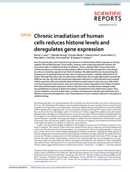 Chronic Irradiation of Human Cells Reduces Histone Levels and Deregulates Gene Expression Donna J