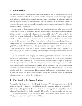 1 Introduction 2 the Quadric Reference Surface