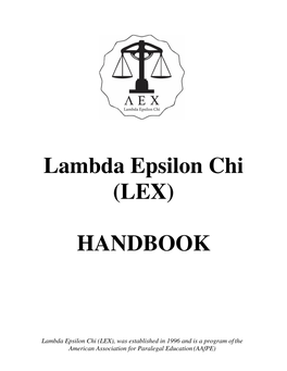 Lambda Epsilon Chi (LEX) HANDBOOK