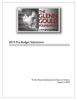 Glenn Gould Foundation Is a Canadian Registered Charity Established in 1983